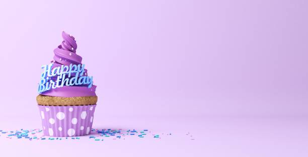 istock pink cupcake on pastel background, birthday cake, 3d rendering 1341393945