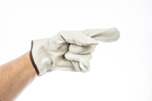 istock Pointing Direction White Leather Glove Isolated Cut Out 1341394626