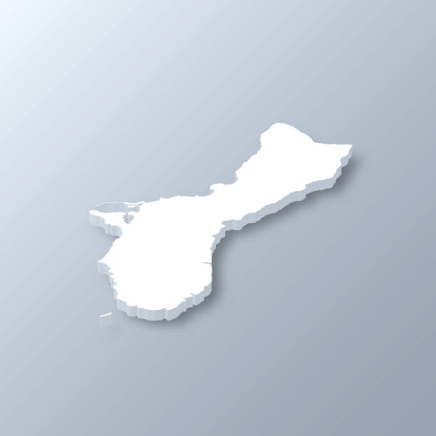 ilustraciones, imágenes clip art, dibujos animados e iconos de stock de mapa 3d de guam sobre fondo gris - guam