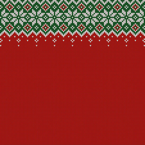 weihnachtspullover hintergrund mit copyspace. vektor-strickmuster. - weihnachtspullover stock-grafiken, -clipart, -cartoons und -symbole