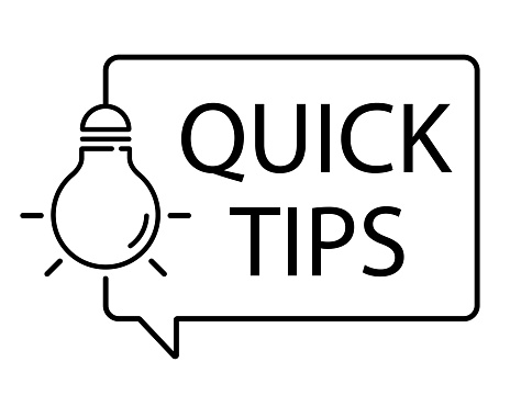 Quick Tips badge, banner vector with light bulb and speech bubble isolated on white background.