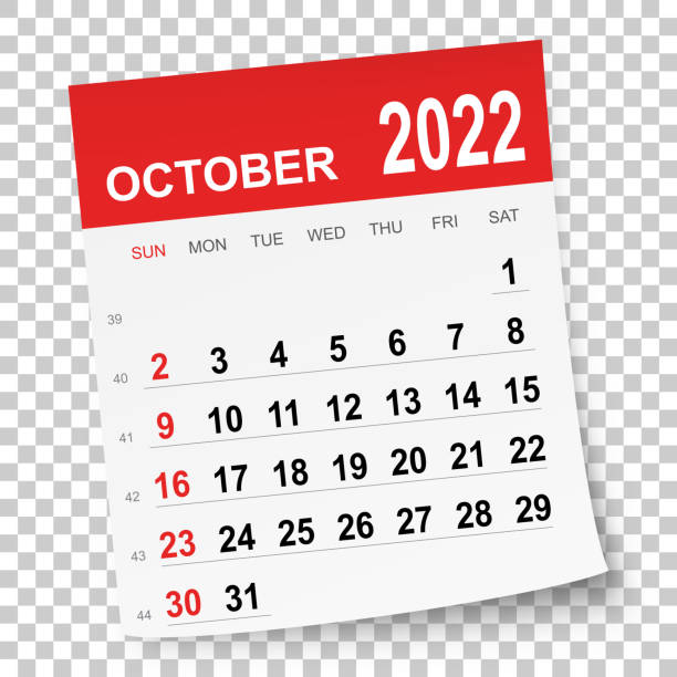 October 2022 Calendar October 2022 calendar isolated on a blank background. Need another version, another month, another year... Check my portfolio. Vector Illustration (EPS10, well layered and grouped). Easy to edit, manipulate, resize or colorize. Vector and Jpeg file of different sizes. october stock illustrations