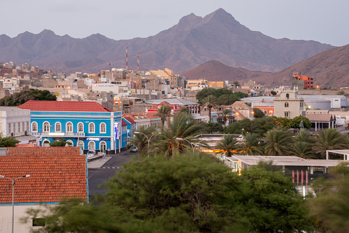 Elevated view of the town of Mindelo on the island of Sao Vicente in Cape Verde