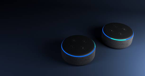 3d rendering of Amazon Echo voice recognition system 3d rendering of Amazon Echo voice recognition system. virtual assistant stock pictures, royalty-free photos & images