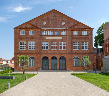 Frontal shot of the synagogue in Luebeck, a hanseatic city in Northern Germany