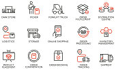 istock Vector Set of Linear Icons Related to Tracking Order, Shipping and Express Delivery Process. Mono line pictograms and infographics design elements - part 2 1341407638