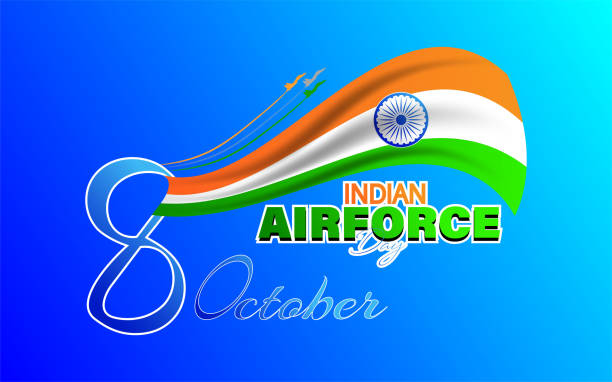Indian Air Force Day. 8 October. Vector Illustration of Indian Air Force Day observed on October 8. Banner with fighter planes flying in 3 direction Indian Air Force Day stock illustrations