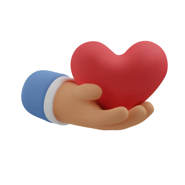 ilustraciones, imágenes clip art, dibujos animados e iconos de stock de icono 3d corazón en mano - doctor isolated healthcare and medicine human hand