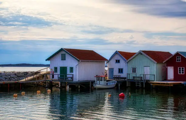 Afternoon at the beautiful Breviks Fishing Harbor on the Southern Koster Island, Sweden