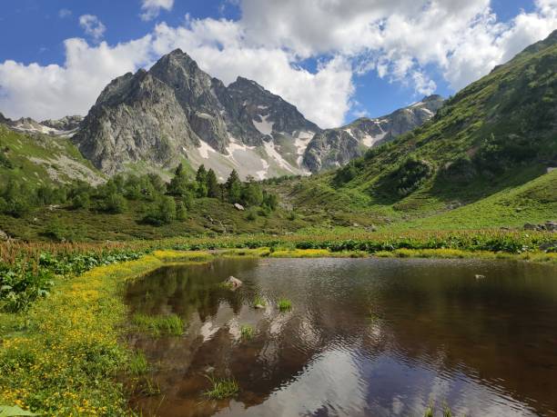 istock Red Lake in Arkhyz 1341412735
