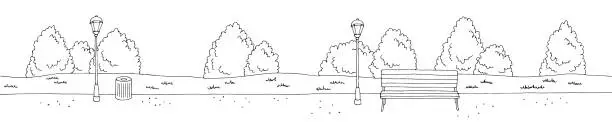 Vector illustration of Park graphic black white landscape sketch illustration vector