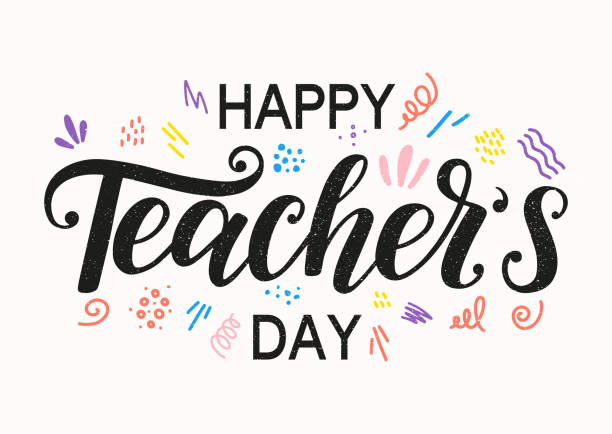 happy teacher's day typography banner - öğretmenler günü stock illustrations