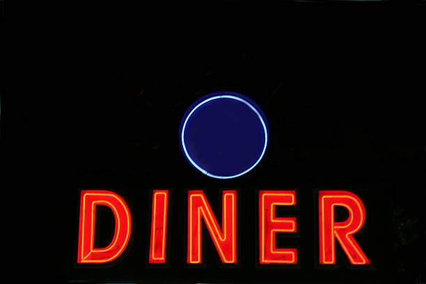 istock Red neon diner sign at night 134141471