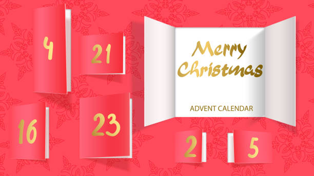 открытие дверей рождественского адвент-календаря - advent calendar advent christmas tree christmas stock illustrations