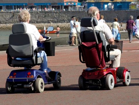 Mobility scooters for use by the elderly and disabled people to get around