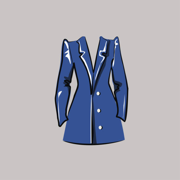 Blue classic blazer, jacket. Part of a basic wardrobe set. Clothing store, fashion. Isolated vector objects. Blue classic blazer, jacket. Part of a basic wardrobe set. Clothing store, fashion. Isolated vector objects. blazer jacket stock illustrations