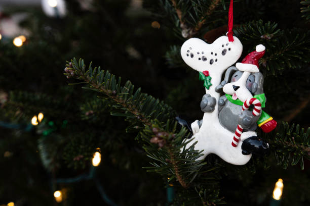 Dog-themed Christmas ornament with negative space