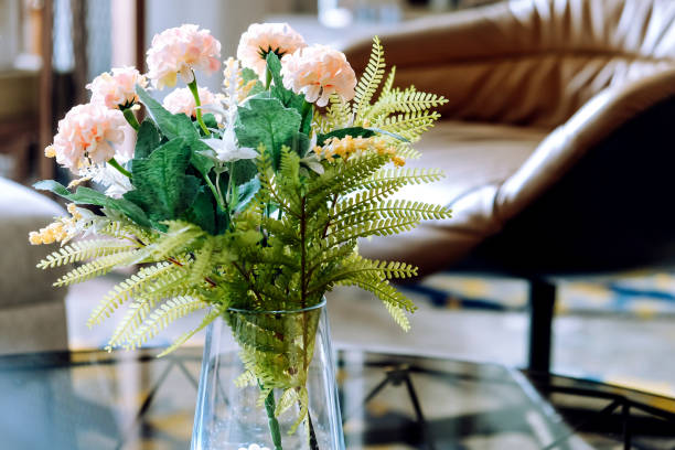 istock Pink Flower vase on table decoration 1341422335
