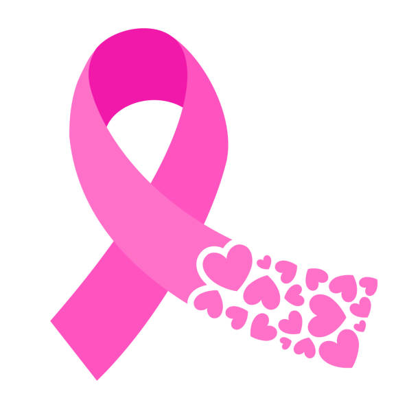 różowy symbol wstążki z kształtem serca. - breast cancer awareness ribbon ribbon breast cancer cancer stock illustrations