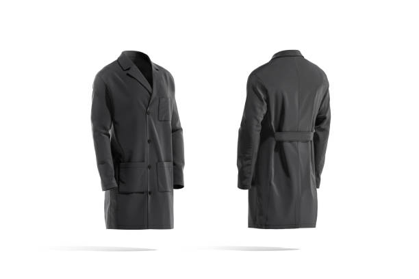 istock Blank black medical lab coat mockup, side and back view 1341425262