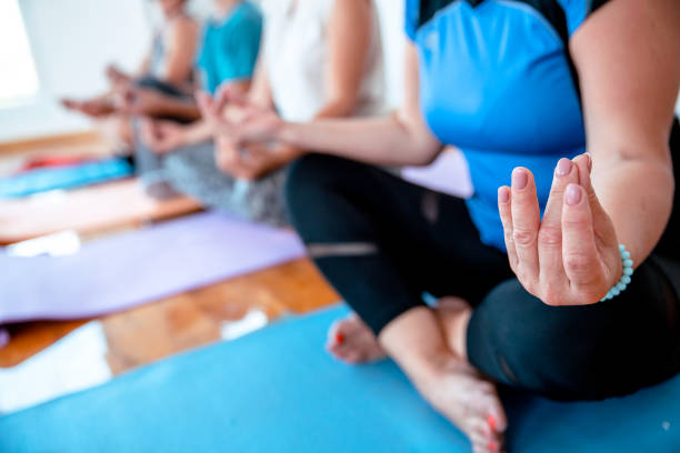 istock Mature people on yoga class 1341425420