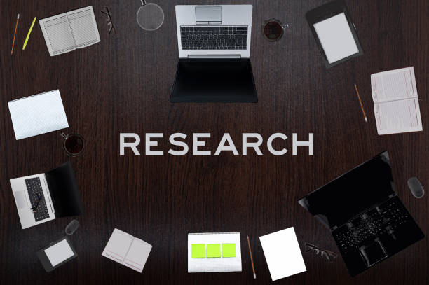 istock Research text on business background 1341425648