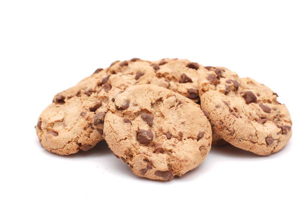 istock Chocolated cookies isolated on a white a background 1341425865