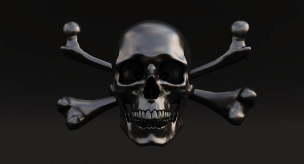 istock golden Skull and Crossbones Isolated on black background. 1341426504