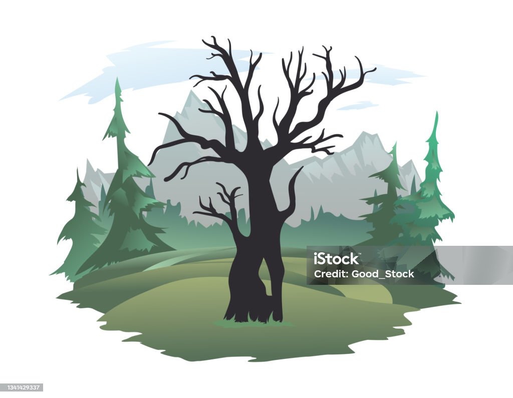 Một Cái Cây Chết Đen Già Trong Một Khu Rừng Đang Bị Chặt Phá Cảnh ...