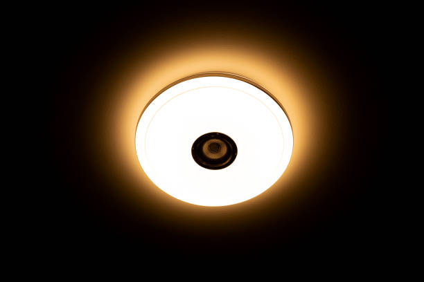 istock Warm light LED ceiling light with built-in wireless speakers. 1341429344
