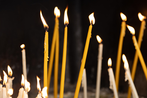 close up of candles at an orthodox church