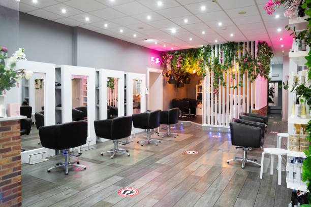 Hair & Beauty Salon A wide-angle shot of a hair and beauty salon. hair salon stock pictures, royalty-free photos & images