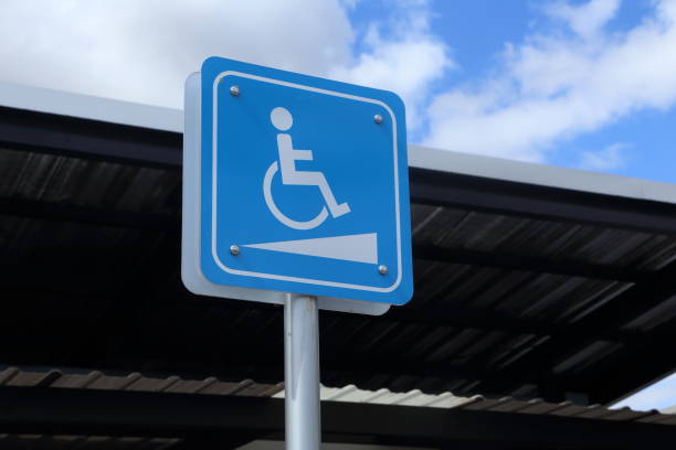 istock Handicapped pathway symbols in petrol stations 1341439810