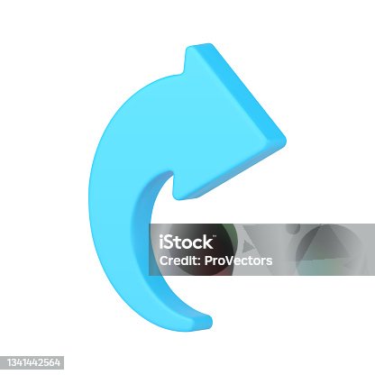 istock Blue arrow pointer 3d icon. Minimalistic website directional element 1341442564