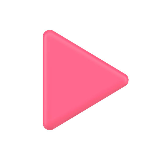 różowy przycisk odtwarzania ikona 3d. nowoczesny znak multimedialny do odtwarzania plików audio i wideo - arrow sign audio stock illustrations