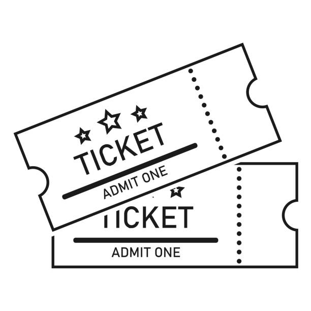 Cinema ticket icon, two cinema tickets on a white background. Vector, cartoon illustration. Vector. Cinema ticket icon, two cinema tickets on a white background. Vector, cartoon illustration. Vector. traffic ticket stock illustrations