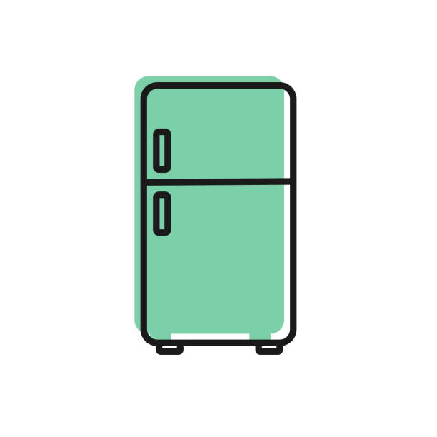 Black line Refrigerator icon isolated on white background. Fridge freezer refrigerator. Household tech and appliances. Vector Black line Refrigerator icon isolated on white background. Fridge freezer refrigerator. Household tech and appliances. Vector. ice clipart stock illustrations