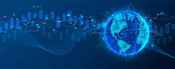 istock Futuristic concept of global economics suitable for world financial technology Economic trends. Financial investment or Economic trends business idea. Abstract finance background. Vector illustration 1341446055