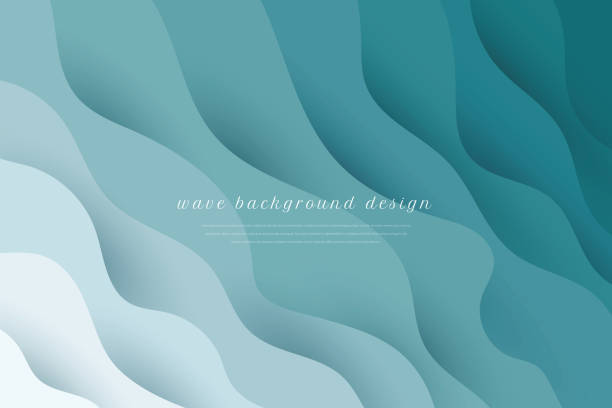 종이 예술 만화 추상적 인 파도. 종이 조각 배경. 현대 종이 접기 디자인 템플릿. - water abstract nature backgrounds stock illustrations
