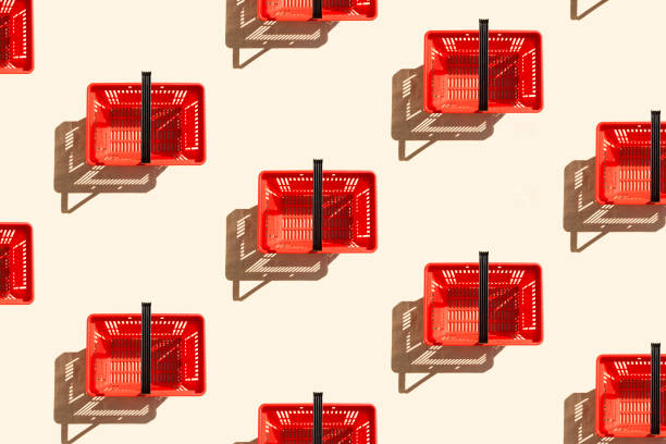 Red shopping basket stock photo
