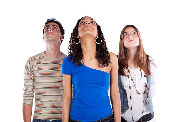 Three teenagers friends stock photo