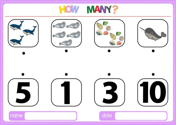Vector illustration of Illustrations for educational games for children. so that children can learn to count the numbers according to the pictures provided in the Animal category.