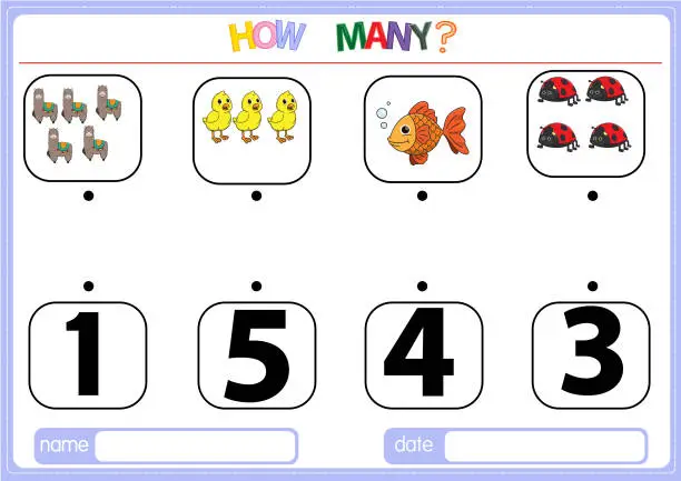 Vector illustration of Illustrations for educational games for children. so that children can learn to count the numbers according to the pictures provided in the Animal category.