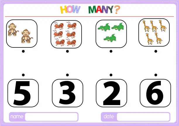 Vector illustration of Illustrations for educational games for children. so that children can learn to count the numbers according to the pictures provided in the Animal category.