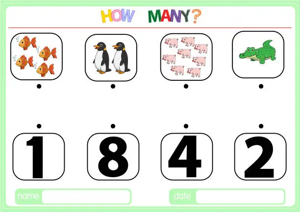 Vector illustration of Illustrations for educational games for children. so that children can learn to count the numbers according to the pictures provided in the Animal category.