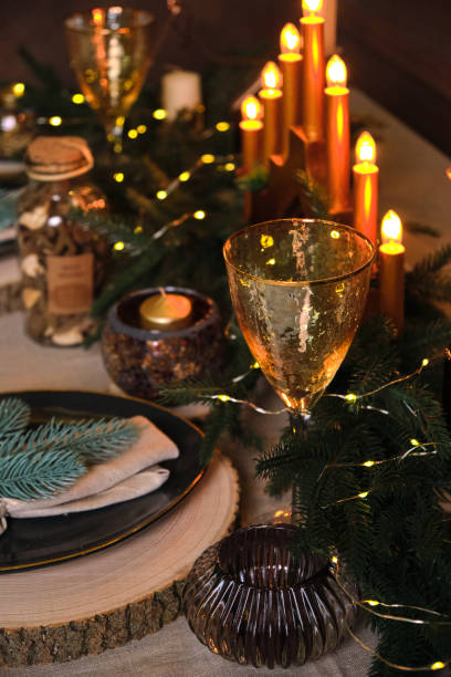 istock Christmas Table Setting and Holiday Night Decorations 1341459315