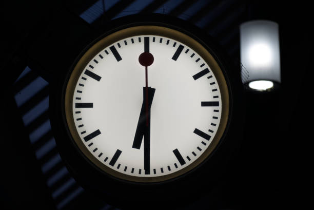 Clock at Zürich main station on a sunny late summer day. Photo taken September 4th, 2021, Zurich, Switzerland.