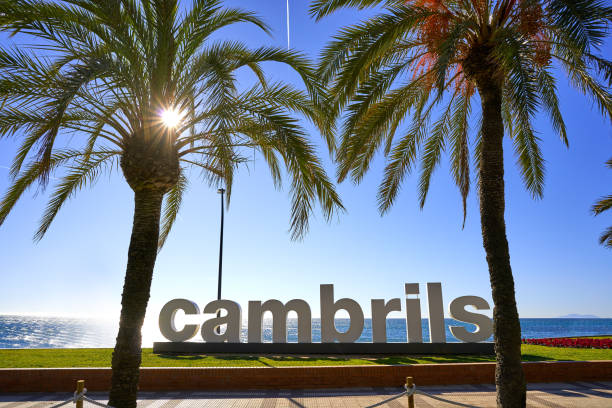 Cambrils welcome road sign in Tarragona Cambrils welcome road sign in Tarragona at Costa Daurada of Catalonia cambrils stock pictures, royalty-free photos & images