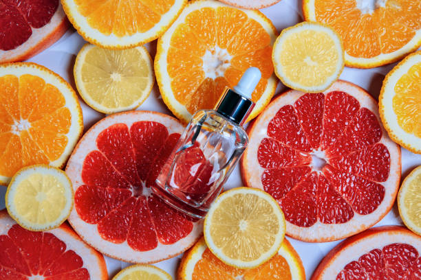 istock A bottle of face serum on citrus slices. 1341464652
