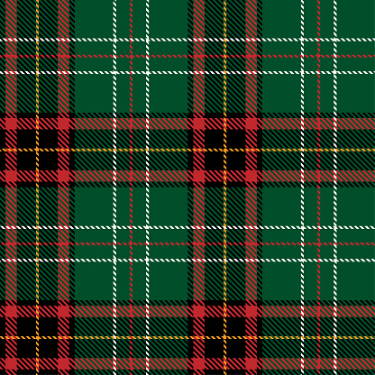 Tartan plaid seamless pattern black white red line fabric texture green background, Scottish cage , New year Christmas Decoration, Check design Vector illustration